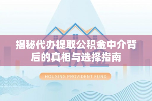 黄圃揭秘代办提取公积金中介背后的真相与选择指南